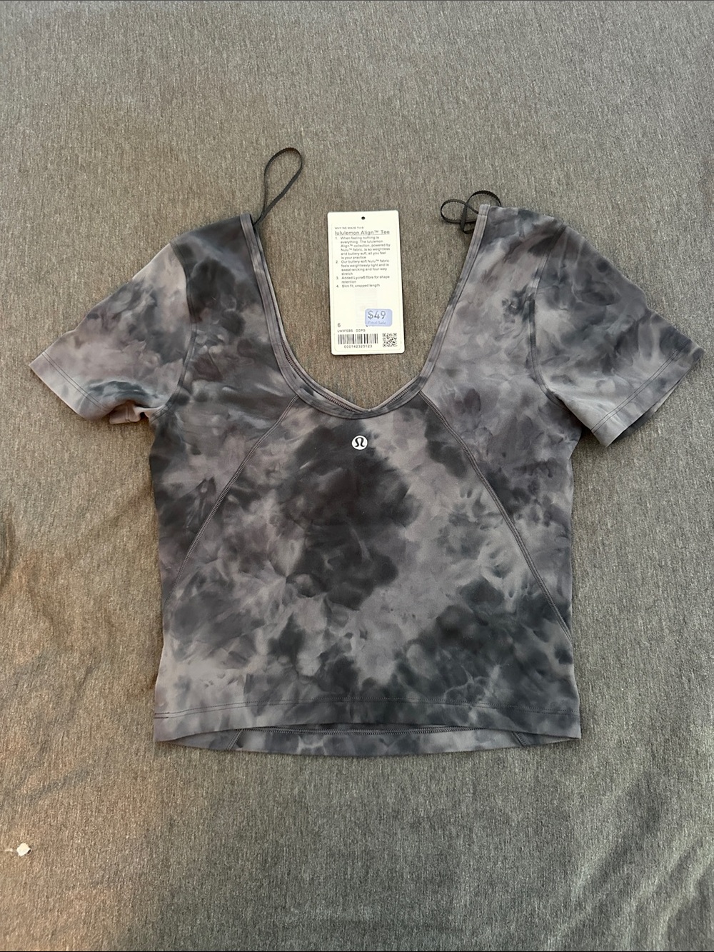 lululemon athletica Women's Align T Gray Tie-Dye Scoop Neck Short Sleeve Top